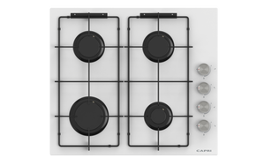 Capri 60cm Gas Hob - White Glass Side Controls 