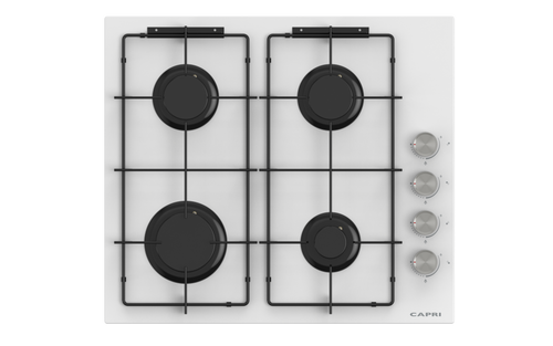 Capri 60cm Gas Hob - White Glass Side Controls 