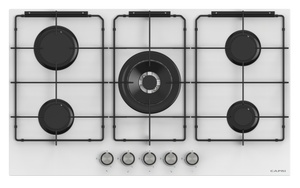 90cm Gas Hob White Glass Front Controls