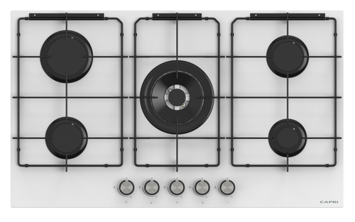 90cm Gas Hob White Glass Front Controls