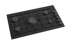 90cm Gas Hob Matt Black Side Controls