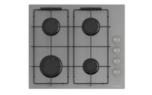 Capri 60cm Gas Hob - Matallic Glass Side Controls 