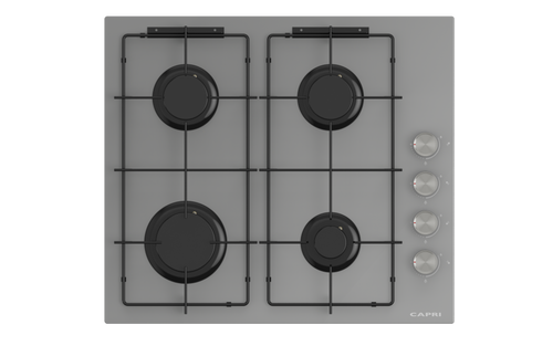 Capri 60cm Gas Hob - Matallic Glass Side Controls 