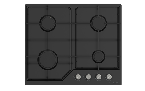 60cm Gas Hob Matt Black Front Controls