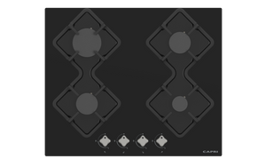60cm Gas Hob Black Glass Front Controls